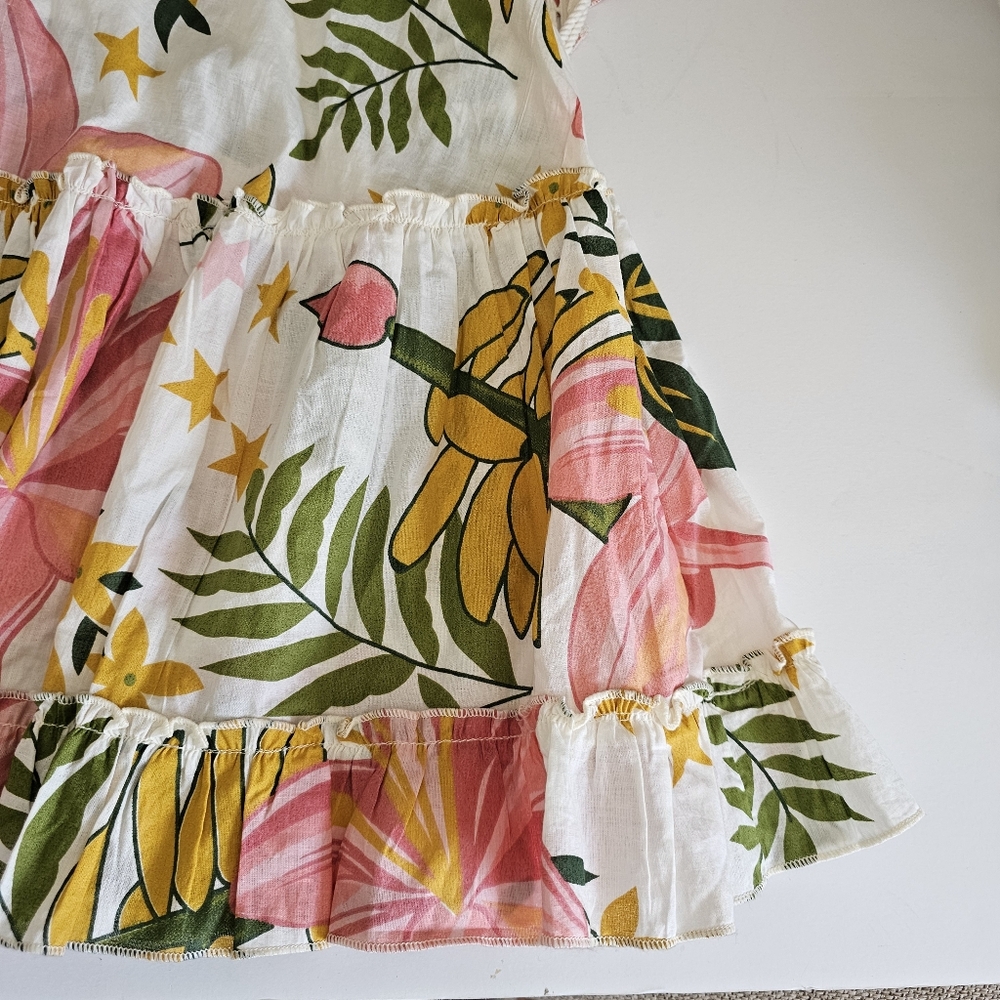 Z&L Europe Floral Print Crochet Trimmed Mini Dress or Beach Dress Large - Picture 7 of 9